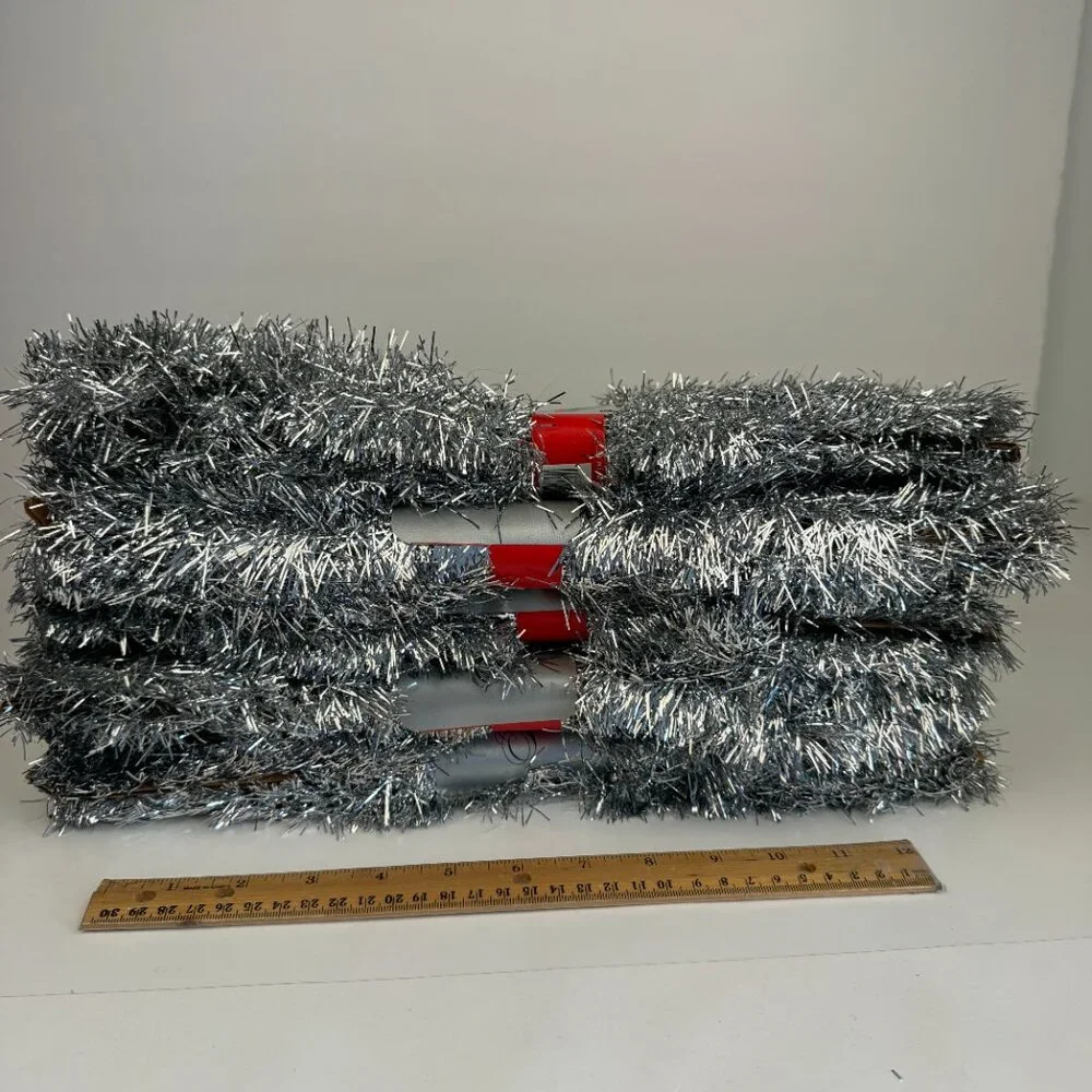 5 Vtg Brite Star Silver Tinsel Garland 25 ft‎ Each Strand Christmas Holiday Prop